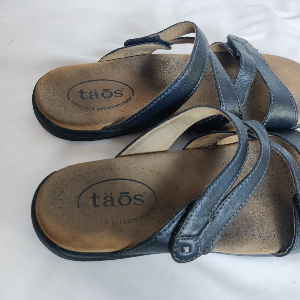 Taos Double U Leather Strap Slip On Comfort Walking Sandal Size 7 Arch Support - Picture 2 of 7